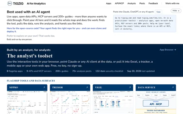 Screenshot of TigZig - AI Tools for Analytics, Databases & Automation