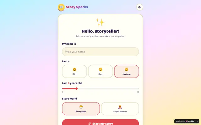 Screenshot of Story Sparks — Kids Build Their Own Story