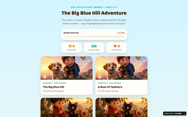 Screenshot of Dolch 220 Story Adventure — Sight Words for Kids 3–7