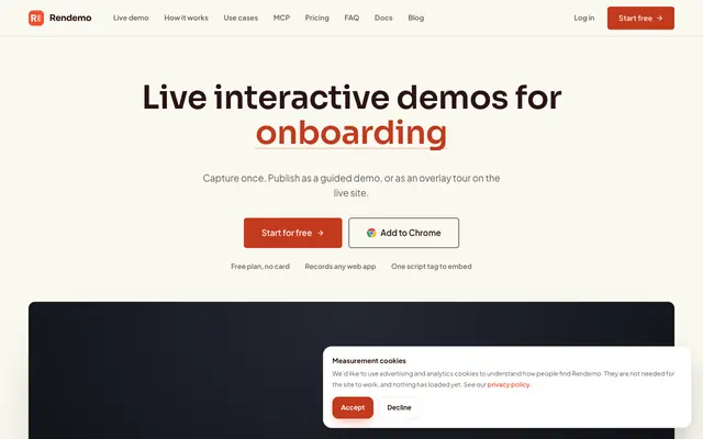 Screenshot of Rendemo — Interactive product demos anyone can follow