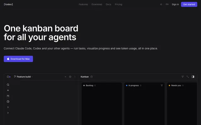 Screenshot of Todos — The task-driven workspace for humans and agents.