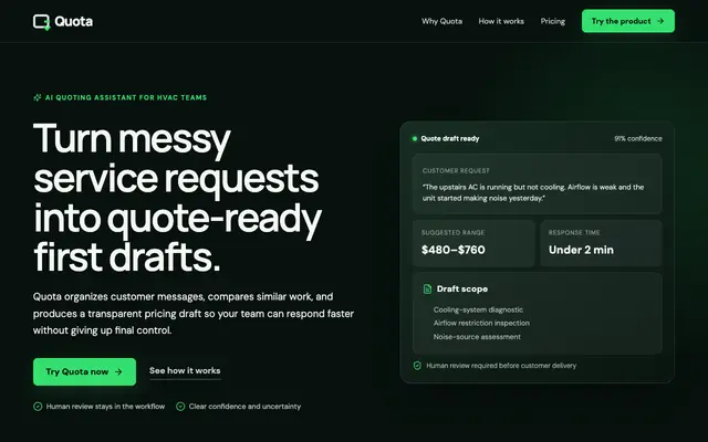 Screenshot of AI Estimator Website Prototype