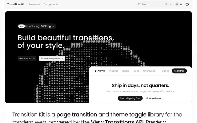 Screenshot of Transition Kit | Page/Theme Transition Templates