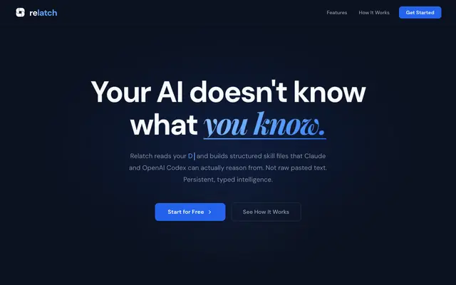 Screenshot of Relatch — Turn Your Documents into AI Skill Files