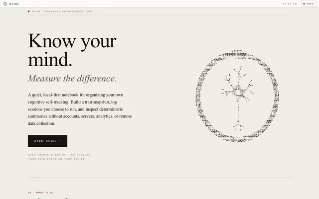 Screenshot of Axon — Personal Cognitive Self-Tracking
