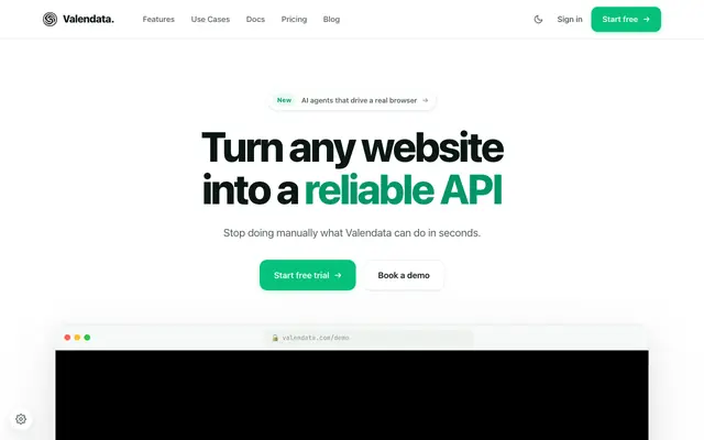 Screenshot of Valendata | Automate Web Data Extraction & Browser Skills