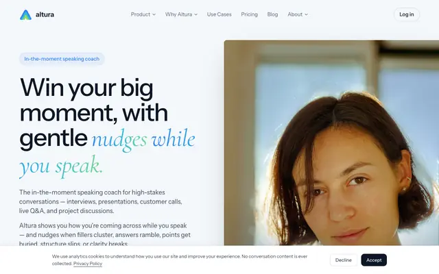 Screenshot of Altura — The In-the-Moment Speaking Coach