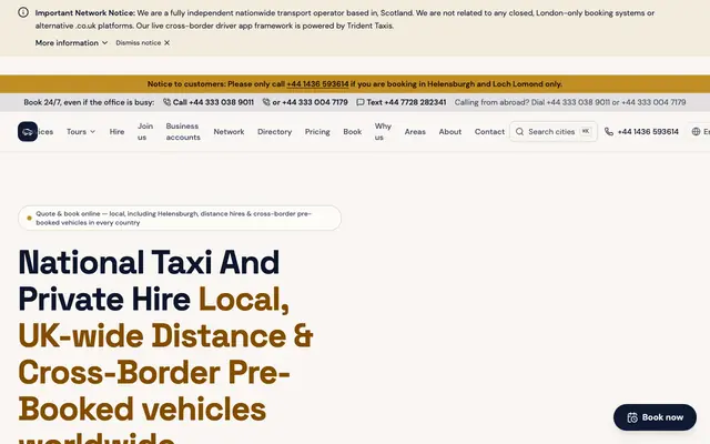 Screenshot of National Taxi And Private Hire — Worldwide Transfers