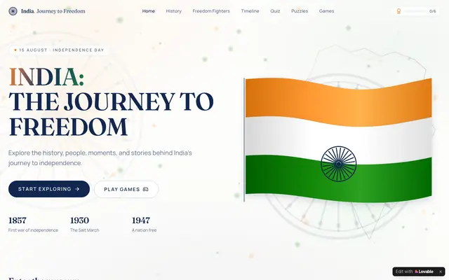 Screenshot of India: The Journey to Freedom — Interactive Independence Museum