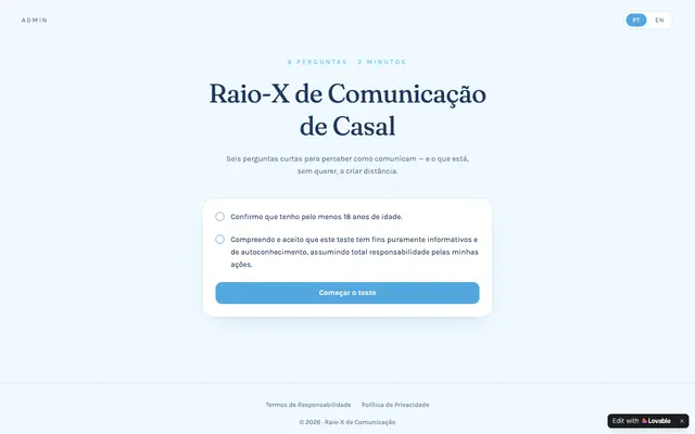 Screenshot of Raio-X de Comunicação de Casal | Teste de 6 perguntas