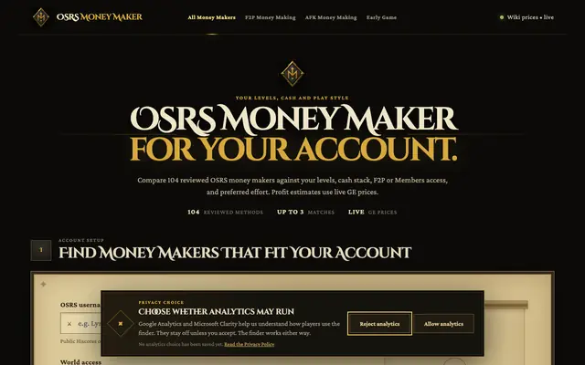 Screenshot of OSRS Money Maker | Methods That Fit Your Account