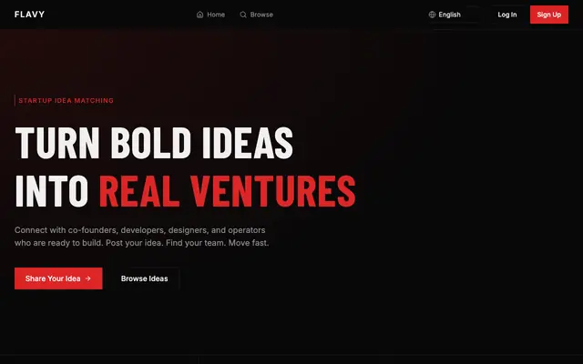 Screenshot of Flavy — Startup Idea Collaboration App
