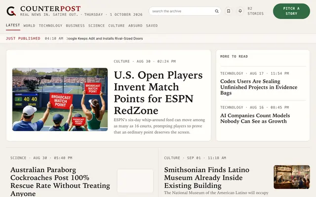 Screenshot of DeadVibes — news from a world that probably doesn’t exist