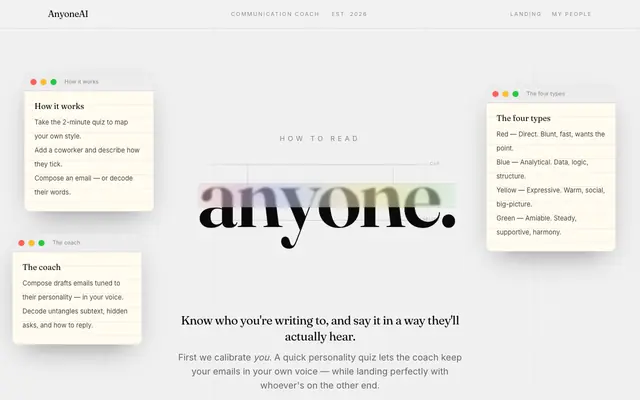 Screenshot of AnyoneAI — AI Communication Coach