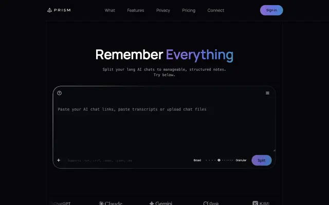 Screenshot of Prism | Remember everything