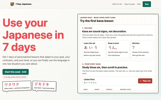Screenshot of Use Your Japanese in 7 Days | 7 Day Japanese