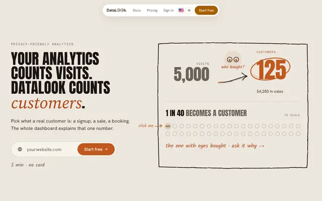 Screenshot of DataLook: Count customers, not clicks.