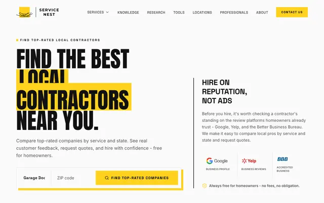 Screenshot of Service Nest - Find Top-Rated Local Contractors