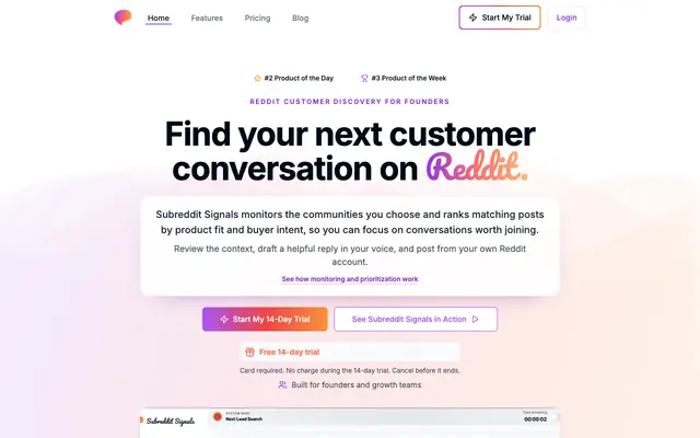Screenshot of Subreddit Signals - Find Reddit Conversations Worth Joining