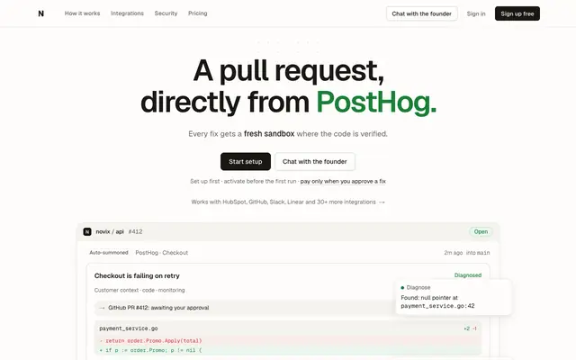 Screenshot of Novix: a pull request you approve, without leaving your tools