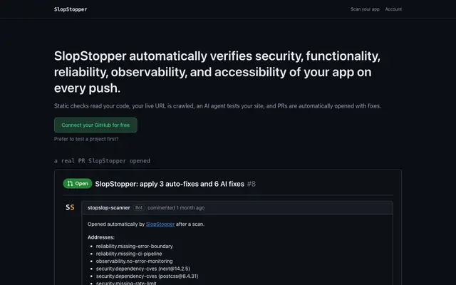 Screenshot of SlopStopper