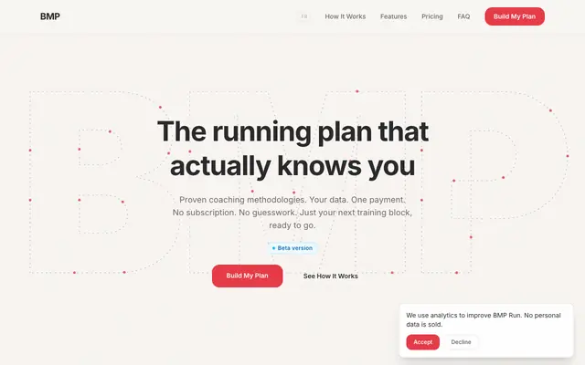 Screenshot of BMP | Build My Plan | Evidence-Based Running Plans
