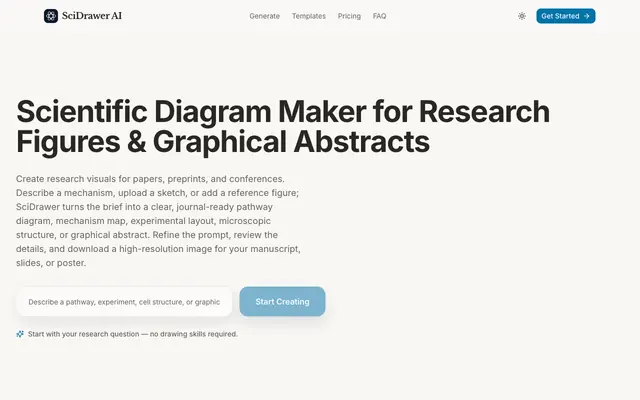 Screenshot of Scientific Diagram Maker for Research Figures | SciDrawer AI