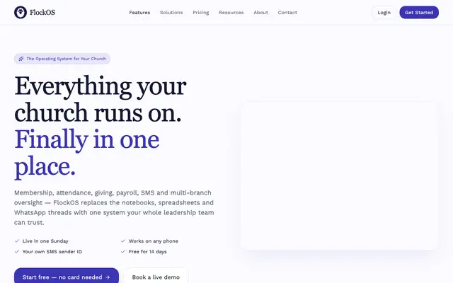 Screenshot of FlockOS — Church Management Software