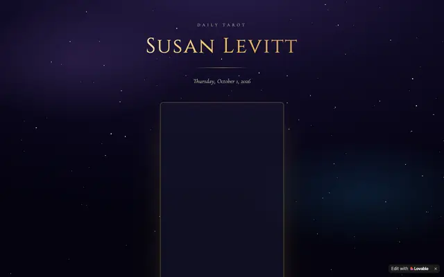 Screenshot of Susan Levitt — Daily Tarot Card Reading