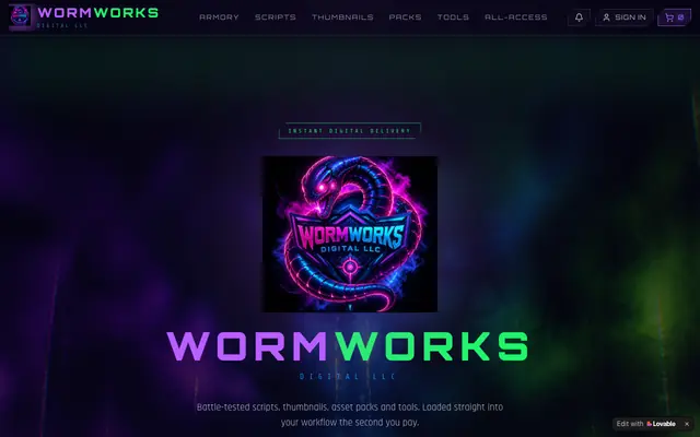 Screenshot of WORMWORKS DIGITAL LLC ARMORY PACKS