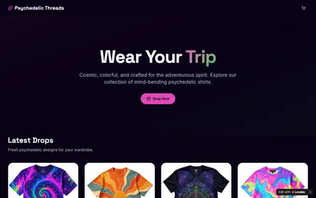 Screenshot of Psychedelic Threads | Cosmic Apparel