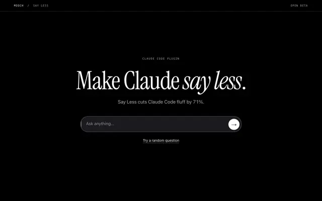 Screenshot of Say Less: try it live, cuts replies 71% | Mooch
