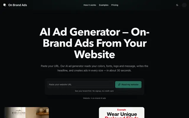Screenshot of On Brand Ads: On-brand ads from your website