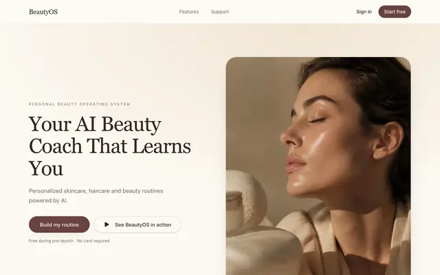 Screenshot of BeautyOS — Your AI Beauty Coach That Learns You