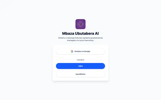 Screenshot of Mbaza Ubutabera AI
