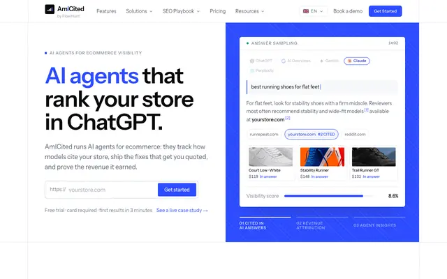 Screenshot of AI Search Visibility Tool: Grow Your Brand on AI Search | AmICited