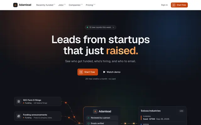 Screenshot of Adamlead — Verified B2B contact data · Adamlead
