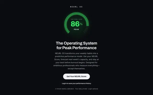 Screenshot of NEURL-OS — The Operating System for Peak Performance
