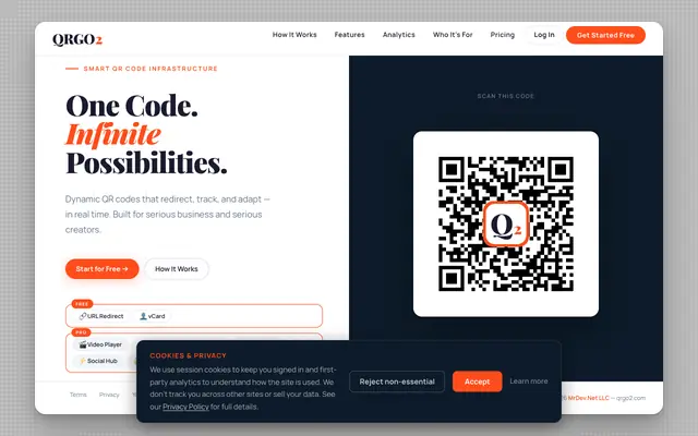 Screenshot of QRGO2 — Your QR Go-To