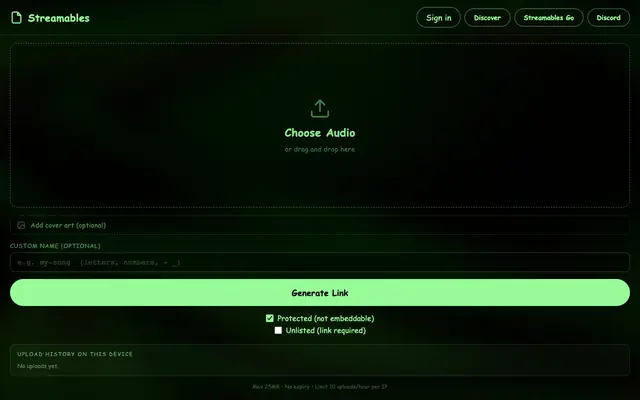 Screenshot of Streamables