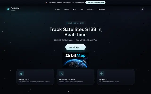 Screenshot of OrbitMap — Live ISS & Satellite Tracker | Real-Time 3D Orbital Map