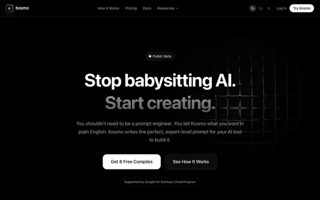 Screenshot of Kosmo — Turn Your Idea Into a Flawless AI Prompt