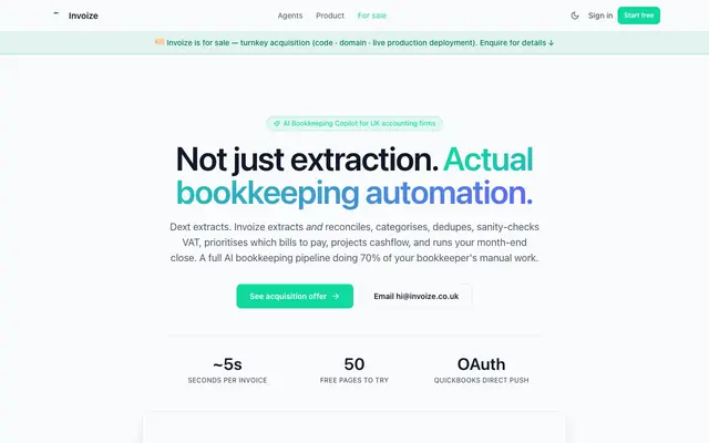 Screenshot of AI invoice & receipt extraction