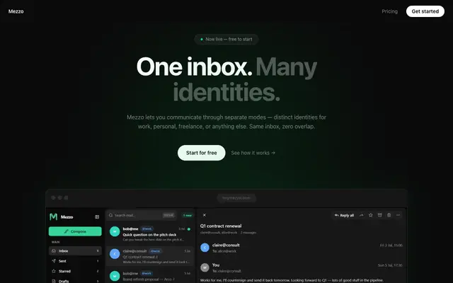 Screenshot of Mezzo - Intentional Mail