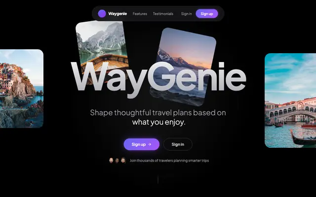 Screenshot of WayGenie – Thoughtful Travel Planning