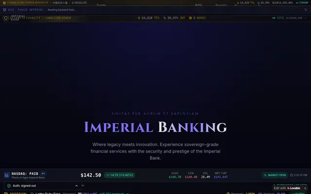 Screenshot of Phaze of Ages Imperial Bank | Sovereign Financial Services
