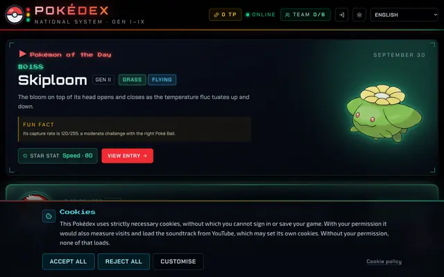 Screenshot of Pokédex