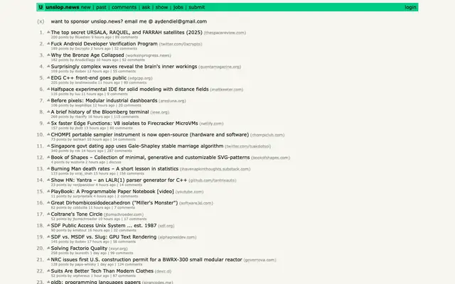 Screenshot of unslop.news