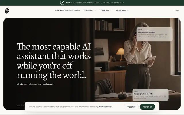 Screenshot of Deck AI - The most capable AI email assistant with its own inbox
