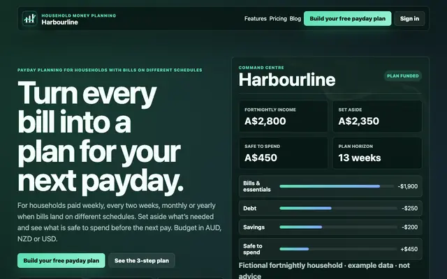 Screenshot of Harbourline | Make payday feel predictable